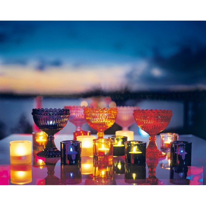 Iittala Kivi - 60mm tealight Support. Color Nuevo Transparent Red