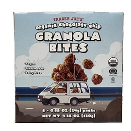 Trader Joe's Organic Chocolate Chip Granola Bites - Vegan, Gluten Free, Dairy Free - 5 Packs in Box