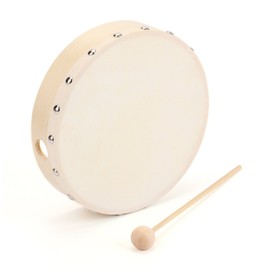 Foraineam 3 Pack 8 Inches Hand Drum Goatskin Drumhead Wood Frame Drum with Beater