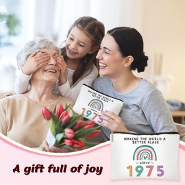 CoCoCherry 50th Birthday Gifts for Women - 50th Birthday Gifts Cosmetic Bags, Funny 50th Birthday Gifts for Women Makeup Bag, 50th Birthday Ideas（1975）