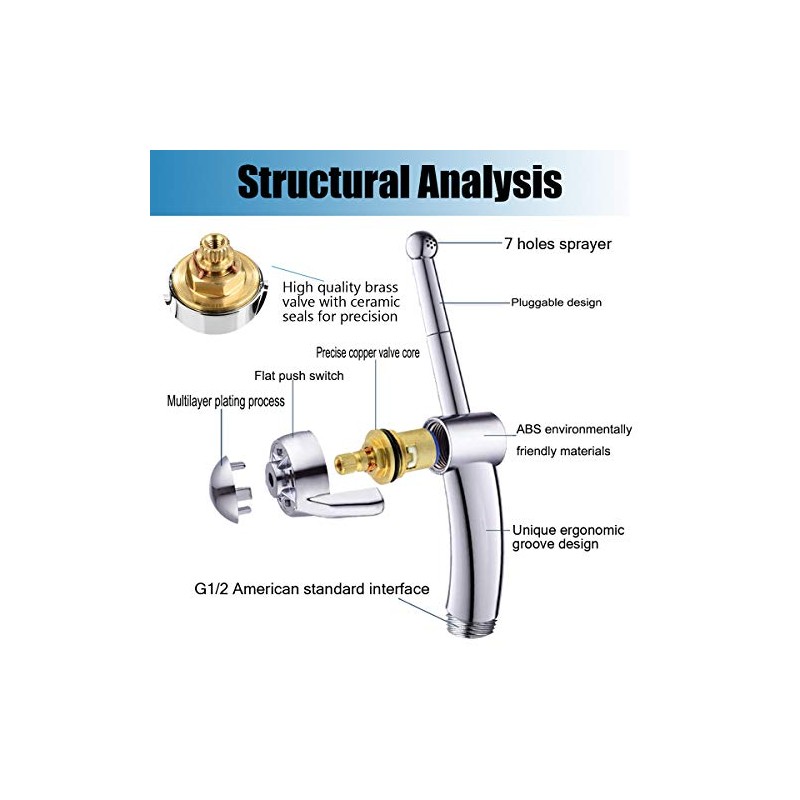 Hand Held Bidet sprayer for Toilet Showerhead Cleaning Kit Bathroom