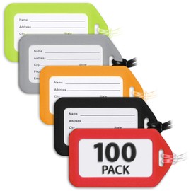 Mifflin-USA Luggage Tags (Variety, 100 PK), Bag Tag for Baggage, Suitcase Tags Bulk