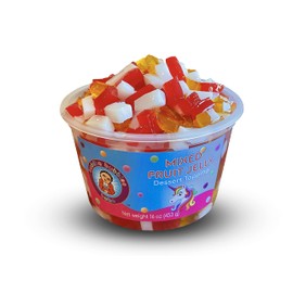 Premium RAINBOW Mixed Fruit Jelly Dessert Topping by Buddha Bubbles Boba 1 Pound