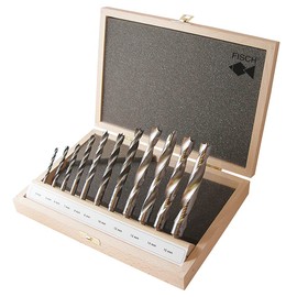 Fisch Brad Point Drill Bit Set, 11-Piece High Speed Steel Double Flute Wood Drill Bits, Sizes from 4mm to 15mm, FSF-305712