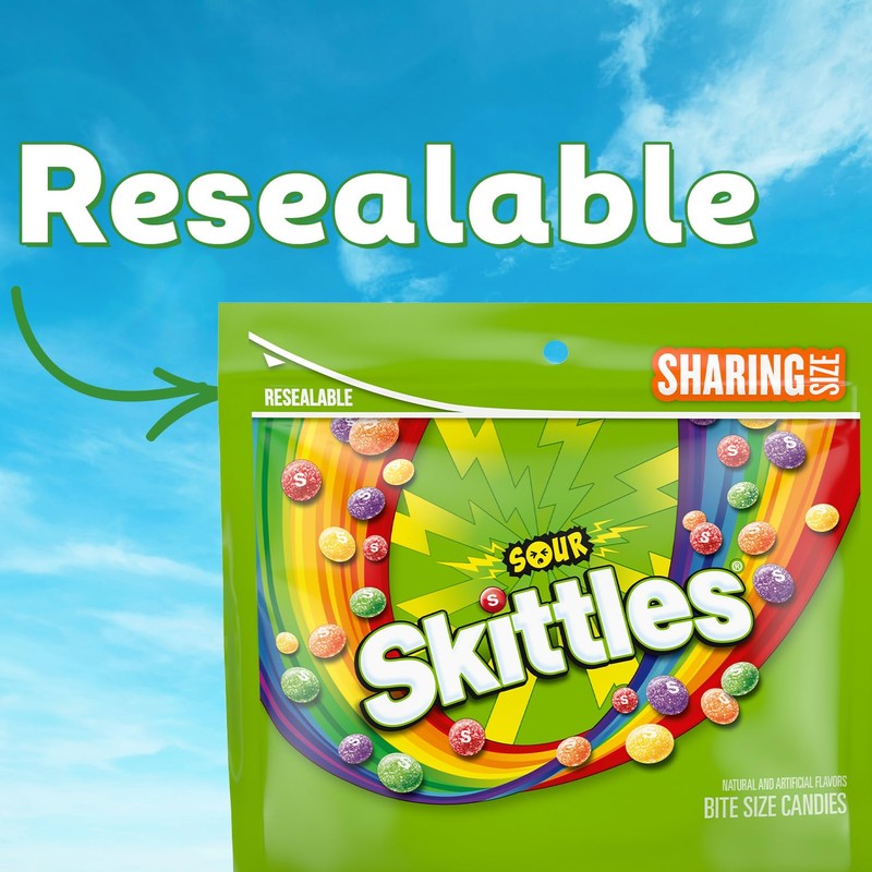 SKITTLES Sour Chewy Candy, Share Size, 13.7 Oz Bag