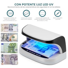 Detector de Billetes Falsos Mexicanos con UV LED, MTQ Detector de Moneda Portátil Compatible con Todos los Billetes de Divisas Internacionales Comunes