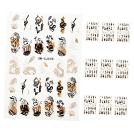 Mikinona Unique Winter Snake Nail Decals 10 Pieces Fashionable Press on Nails for Women Easy to Apply