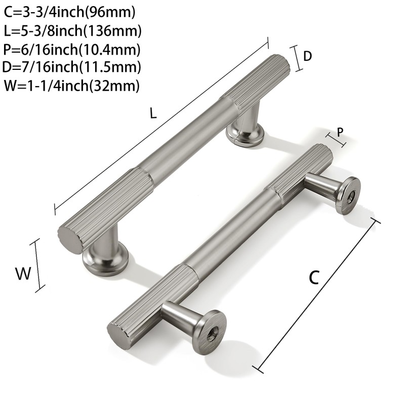 khtumeware 3-3/4 Inch Hole Center 2 Pack Brushed Satin Nickel
