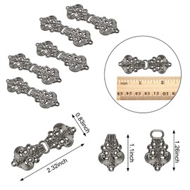WANDIC Cardigan Clips, 5 Pairs Vintage Flower pattern Cape Fasteners Sew On Hooks And Eyes Cardigan Clip Cloak Clasp Fasteners For Sweater Shawl, Black Nickel