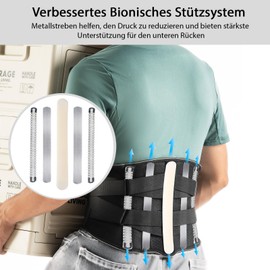GINTRON Back Support Belt, Breathable Back Support for Men and Women, Back Strap with Removable 3D Lumbar Pad, Back Support with 5 Supports to Relieve Back Pain