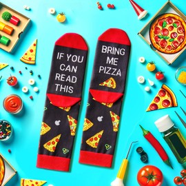 Zmart Pizza Socks Box Pizza Gifts - If You Can Read This, Funny Socks For Men With Sayings