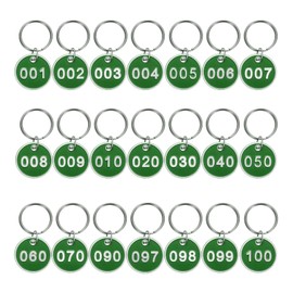 sourcing map Number Key Tags 1-100, 30mm Round Aluminum Metal Number Tags with Key Rings Numbered Keychains Luggage Labels ID Tag for Dormitory House Lockers Identification Hang Tags, Green