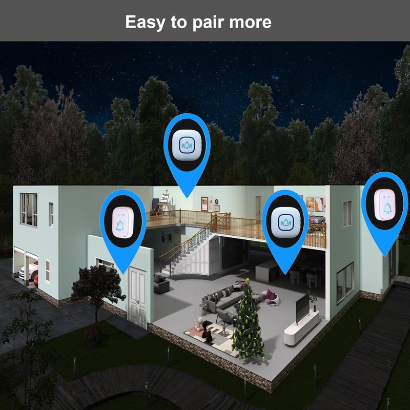 Wireless Doorbell, 1,200ft Wireless Range Doorbell,5 Volume Levels Loud Enough,