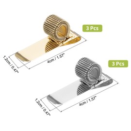 PATIKIL 6Pcs Pen Holder Clips, Metal Pen Clip Holder Adjustable Loop Pen Pencil Organizer with Horizontal Single Spring Loop for Notebook, Clipboard, Silver Tone, Gold Tone