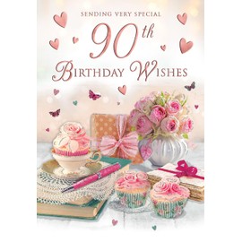 Regal Publishing Traditional Milestone Age Birthday Card Age 90 Female - 9 x 6 inches - Piccadilly Greetings