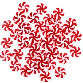 Garneck 50 Pieces Christmas Peppermint Candy Ornaments 2.5cm Plastic Candy Cane for Crafts Mini Red and White Candy Cane Christmas Tree Hanging Ornaments for Holiday Party Decoration DIY Crafts