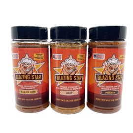 Blazing Star Barbecue Bundle – Sugar Free All In One Seasoning and Beef Rub with Pork’n Rub – Bold Flavor BBQ Rubs and Everyday Cooking Spice Set – Veteran Owned (3 Pack)