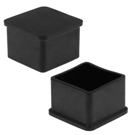 Bonsicoky 20Pcs Square Furniture Leg Caps 1-3/8" x 1-3/8" (35 x 35mm), Anti-Slip PVC Chair Leg Caps, Furniture Floor Protectors for Chair Table Sofa, Black