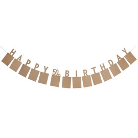 Happy 50th Birthday Fabulous Fifty 50 Years Photo Banner for 50th Birthday Decoration Bunting Kraft Paper