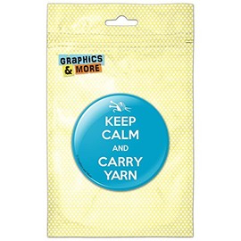 Keep Calm And Carry Yarn Knitting Kitchen Refrigerator Locker Button Magnet - 2.25 Inch Diameter