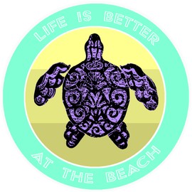 Athena Brands Turtle Life is Better at the Beach Car Truck Window Bumper Graphic Sticker Decal - Sea Grass Green