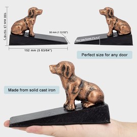 Earl Diamond Heavy Duty Cast Iron Cute Dog Door Stops | Decorative Cute Animal Statue Metal Door Stopper Wedge, with Non-Slip Mat for Home Office Commercial