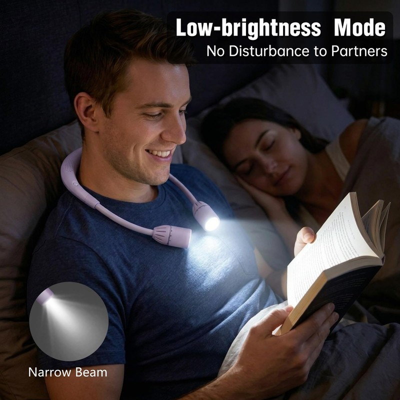 Plynvexa LED Book Light with Bluetooth Speaker,Bendable Neck Light 2600mAh