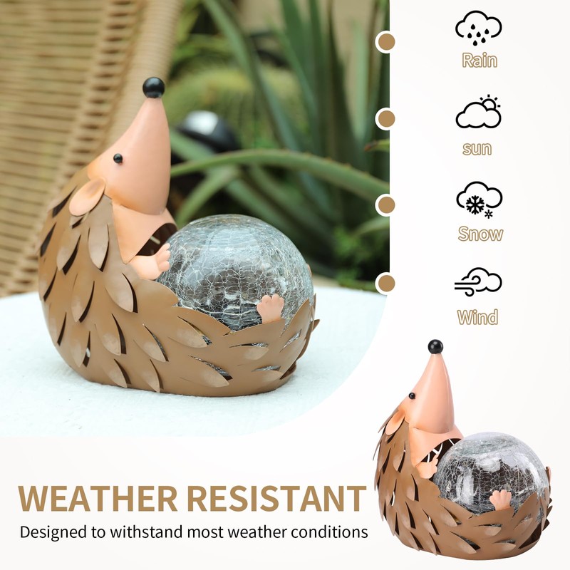 MUMTOP Solar Lantern - Solar Lights Outdoor Waterproof, Hedgehog Solar