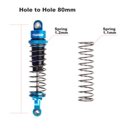 TOOMOD 80mm RC All Aluminum Alloy Oil Filled Shock Absorbers kit for Tamiya CC01 Axial SCX10 D90 TRX4 Truck Crawler Car Off-Road Car Upgrades Replace Parts （Blue