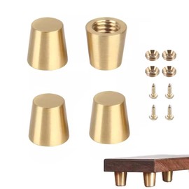 Singring 4PCS Brass Wood Cutting Board Feet Jewelry Box Feet Walnut Wood Board Feet Display Tray Riser Feets with Screws and Washers for Kitchen Appliances and Multiple Furniture (15mm/0.59inch)