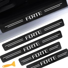 CHIYLE Door Sill Protectors for Kia Forte LX & GT & GT-Line & LXS & EX, Carbon Fiber Leather Front/Rear Door Sill Sticker for Kia Forte LX & GT & GT-Line & LXS & EX Accessores 2014-2025(White)