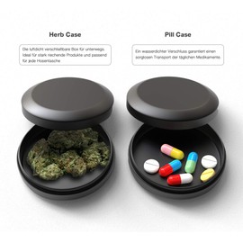 JCASE Sturdy Stash Metal Tin, Airtight, Waterproof, Diameter 55 x 23 mm, UV Light Protected Box for Pills, Herbs and Spices