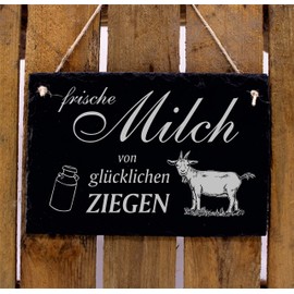 Dekolando Home Accessories Slate Sign Engraved Fresh Milk of Happy Goats 22 x 16 cm