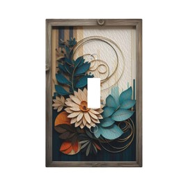 Decorative Art Light Switch Covers,1 Gang Single Toggle Duplex Outlet,Wall Plate,Switchplate Electrical Faceplate,Wood Style Flowers