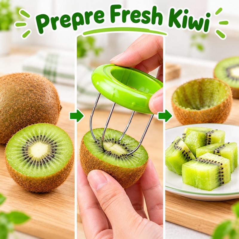 Kiwi Cutter and Peeler for Easy Fruit Preparation – Stainless