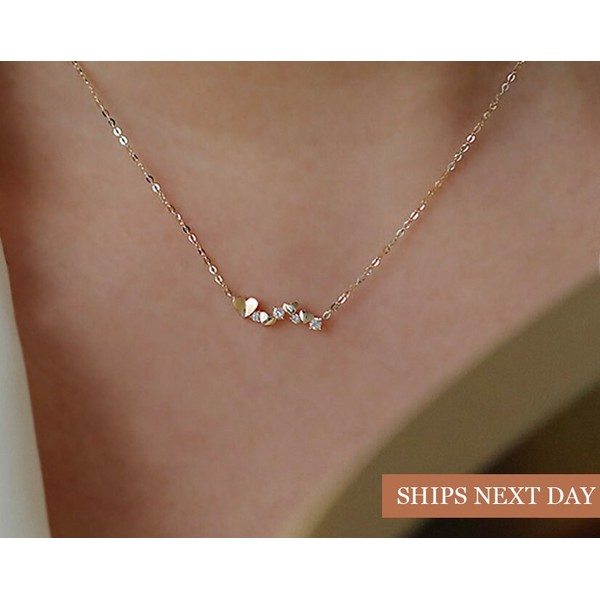 Loving Heart Minimalist Necklace • Minimalist Necklace In Sterling Silver • Minimalist Necklace For Her •  Bridesmaid Gifts -- N3000
