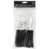 Plastic Flatware - Silver with Black Handles - 8 Place