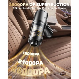 Svoko Handheld Vacuum Cleaner 26000Pa Suction with Brushless Motor, 4-in-1 Portable Mini Car Vacuum with 3 Suction Modes, Cordless Vacuum with LED Light, Type-C Charge for Car, Office Desk, Keyboards
