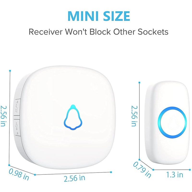 SECRUI Wireless Doorbell, Waterproof Mini Doorbell 1,000ft Range Loud Enough