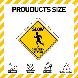BTHUKO 12 x 12 inch “Slow - Children at Play” Metal Sign
