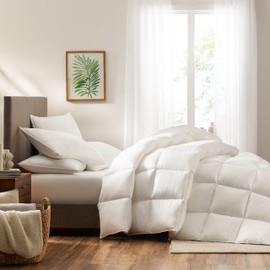 Serta Down Illusion Extra Warmth Hypoallergenic Down Alternative Comforter with Corner Loops, King/Cal King, White