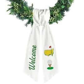 Ftuuo White Wreath Sash for Front Door Sport Golf Wreaths Satin Sash White Burlap Garland Ribbon Accessories for Wreath Yard Doorway Indoor Outdoor Bow Bridal Shower Home Decor,5.1 x 54.3