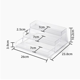 Enforose Acrylic Display Risers, Clear Shelf Dessert Display Stand, 3 Tier Perfume Organizer Stand Riser, Large Shelf Risers for Figures for Organizer and Decoration（10.2x9.4x4.0in）