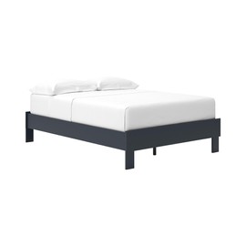 Signature Design by Ashley Simmenfort Vintage Full Platform Bed with Metal Slats, No Box Spring Needed, Blue