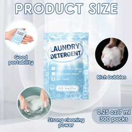 Leelosp 300 Pcs Individual Travel Laundry Detergent Portable Detergent Packets Travel Size Liquid Soap for Cleaning
