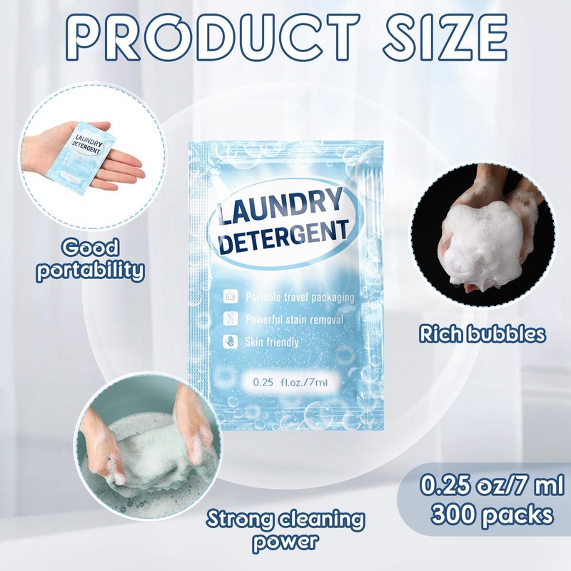 Leelosp 300 Pcs Individual Travel Laundry Detergent Portable Detergent Packets