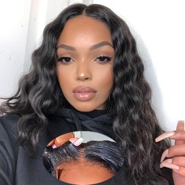 ManeMajesty 13x6 Body Wave Lace Front Wigs Human Hair Clearance Wear and Go Glueless Wigs Human Hair Pre Plucked Pre Cut HD Lace Front Human Hair Wig with Baby Hair for Black Women 180 Density 18 Inch