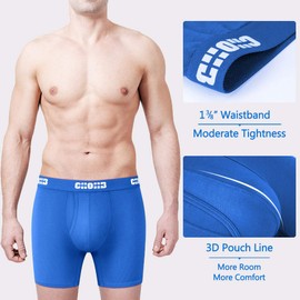 CHOHB Mens Underwear Micro Modal 3 Pack Mens Boxer Briefs Open Fly Underwear for Men, Navy/Gray/Blue-L