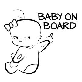 Baby on Board Car Sticker Sign Decal Car Sticker Easy to Removable Car Decal Vehicle Decor - Black Durable and Professional Reflective Sticker for Girls Car Truck Warning Sign (Black)