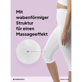 FarmaCell Women's 3/4 Anti-Cellulite Leggings with Micro Massage, High Waistband, Made in Italy, 123, White